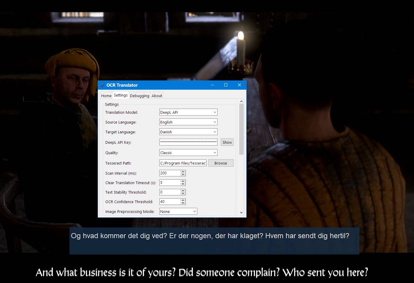 English to Danish translation with DeepL Classic