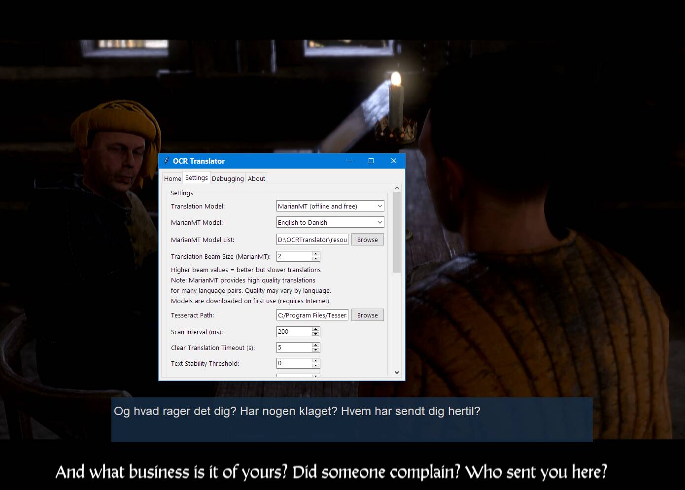 English to Danish translation with MarianMT