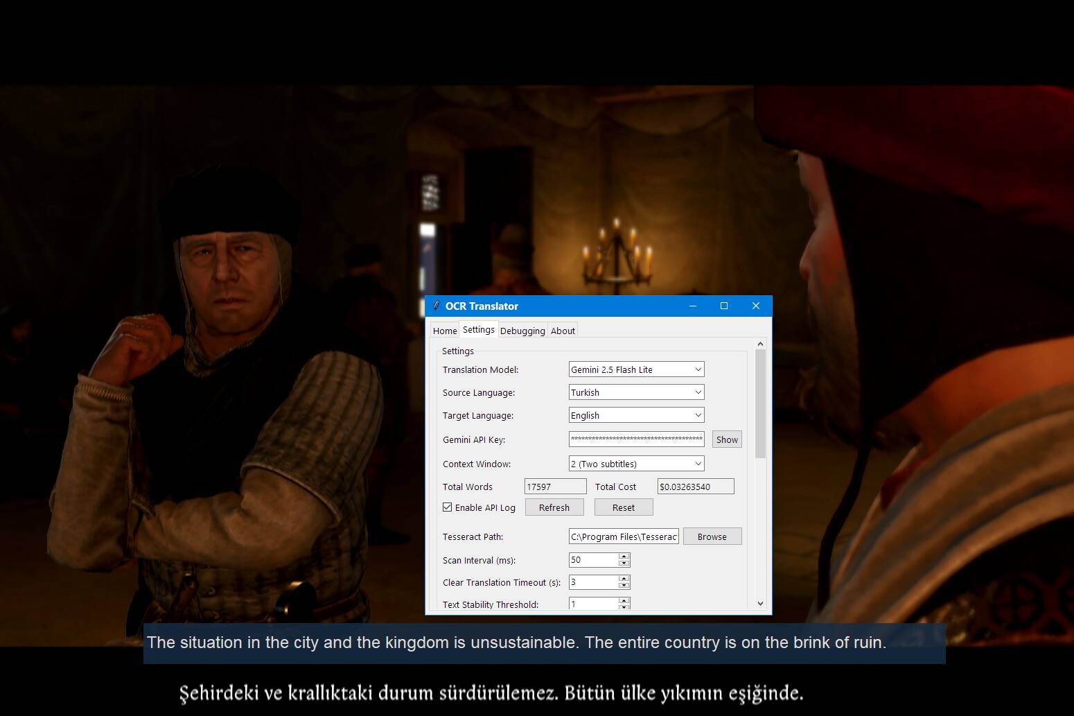 Turkish to English translation with Gemini 2.5 Flash-Lite