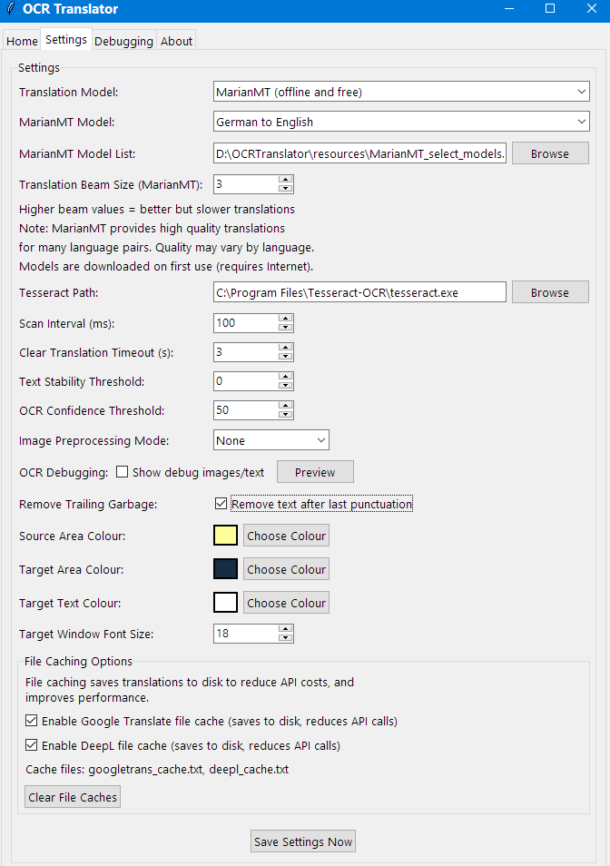 Settings Tab