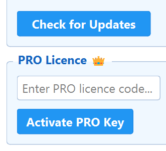 Updates and PRO licence