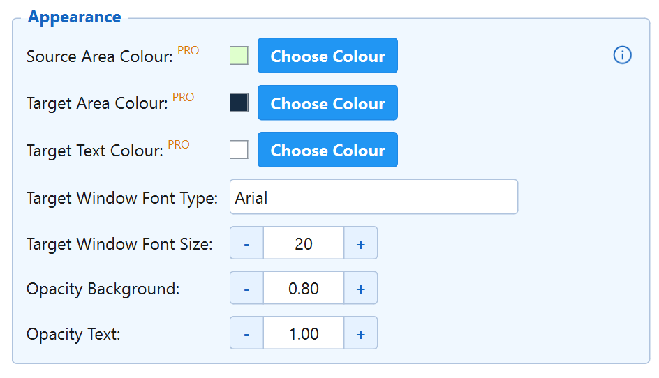 Appearance settings