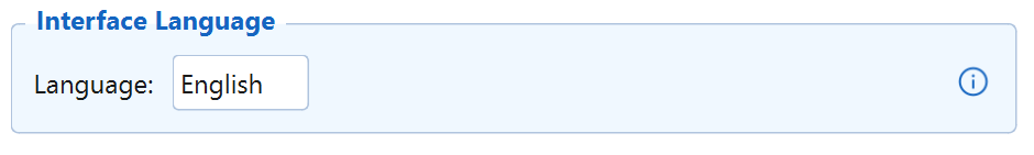 Interface Language setting