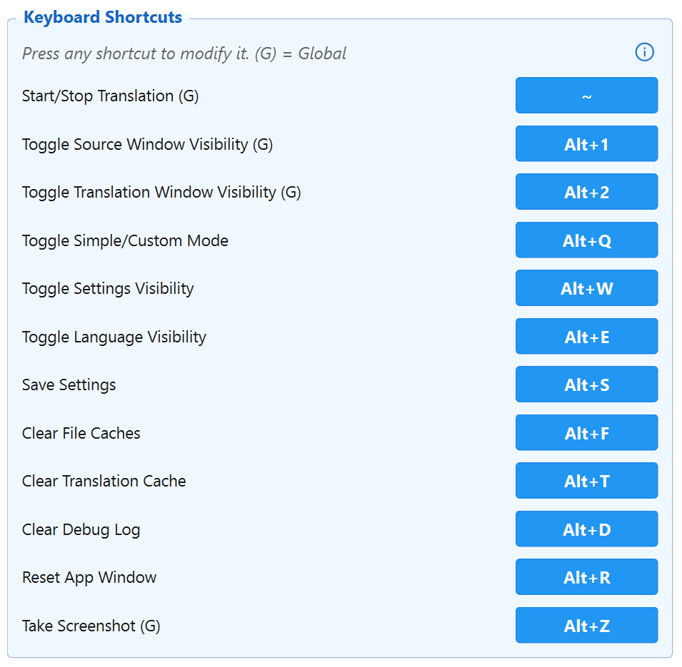Keyboard shortcuts