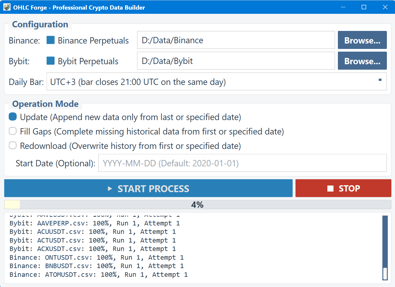 OHLC Forge PRO Main Window